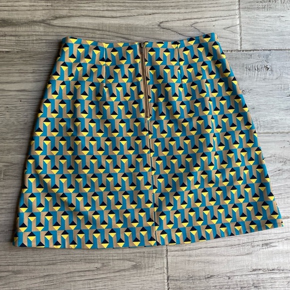 Anthropologie The Marisela Mini Skirt by Maeve Blue/Yellow/Black/Tan Retro SZ S - Picture 4 of 16